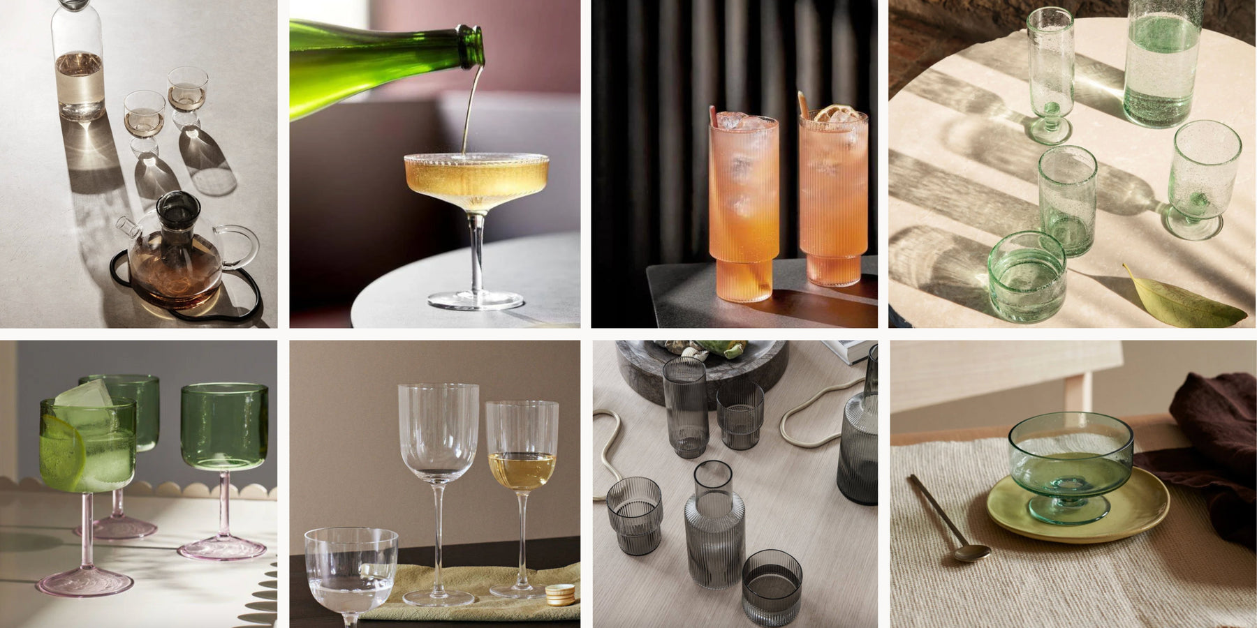 Verres de table et verres à pied