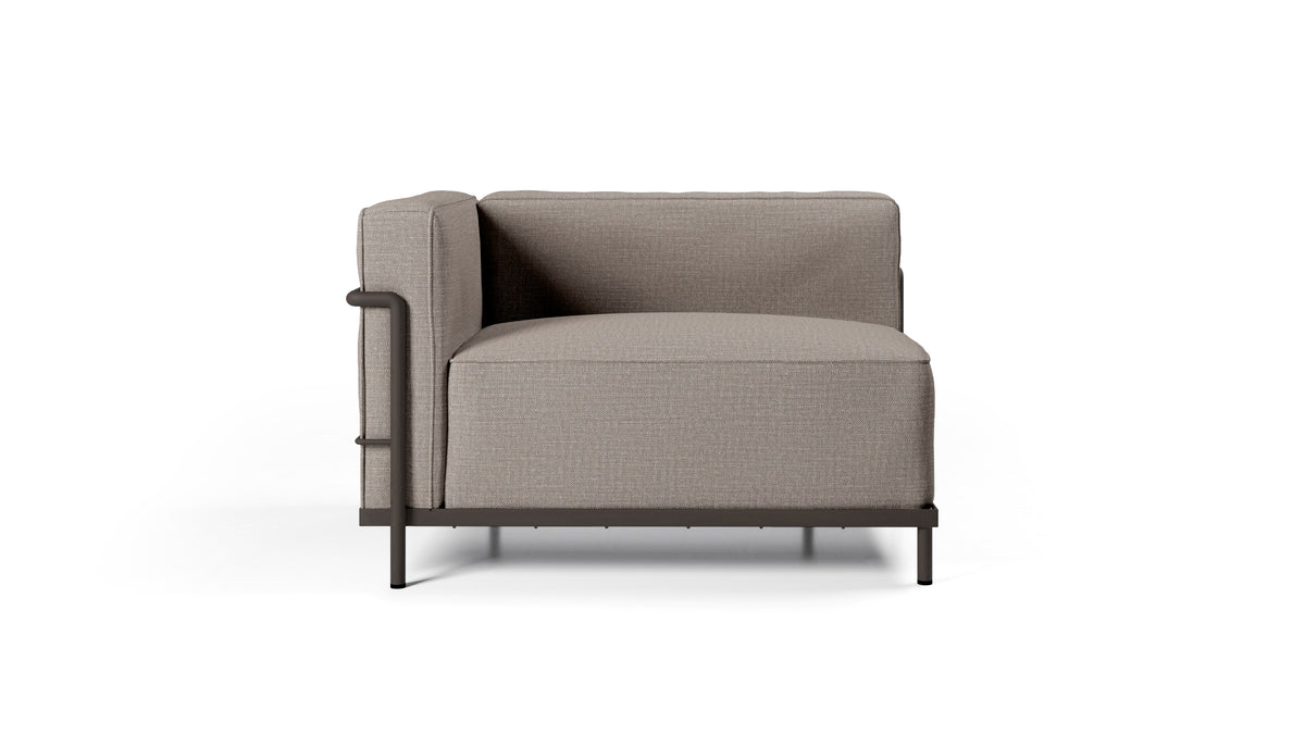 Méridienne 3 Grand Confort (LC3) grand modèle - Cassina-vue de trois quarts, tissu taupe-Cassina