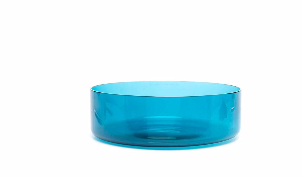 Vase Colourdisc de Bethan Laura Wood - Cassina-coupe en verre turquoise, vue de face-Cassina