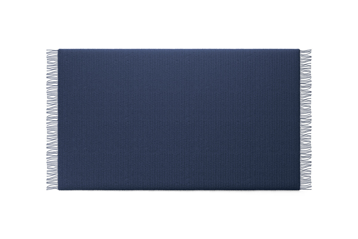 Plaid Edys en cachemire - Cassina-vue à plat, bleu nuit et franges-Cassina