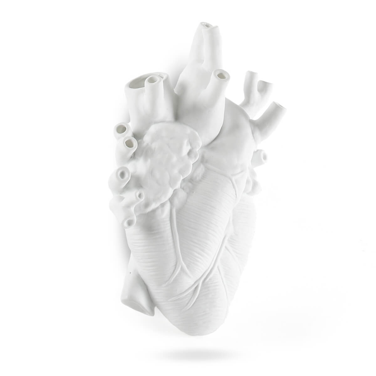 Vase coeur Love In Bloom Giant blanc de Marcantonio - Seletti-cœur blanc de face, reliefs des veines-Seletti