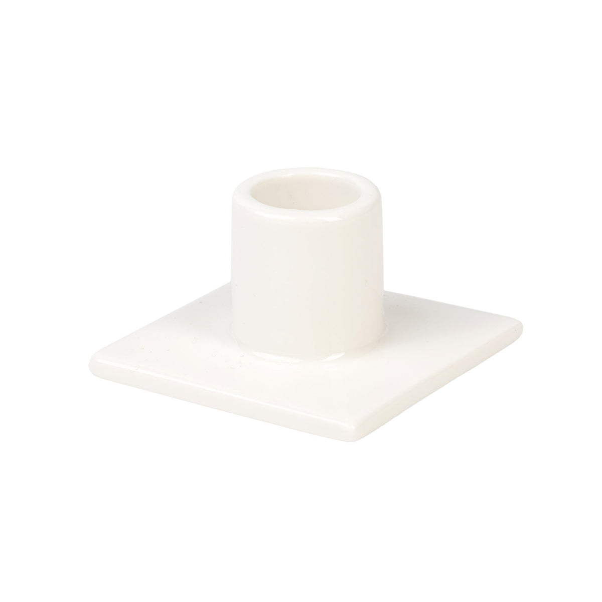 Bougeoir à pied pour bougie bâton blanc de Seletti-bougeoir blanc vu de trois quarts, douille cylindrique-Seletti