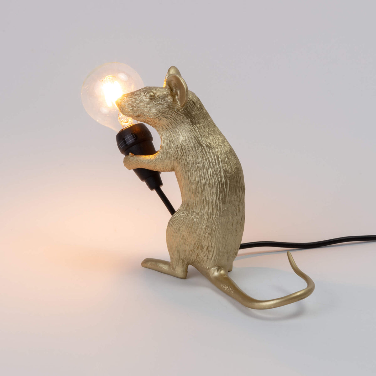 Lampe Mouse Lamp Mac dorée de Marcantonio - Seletti-vue 6-The Woods Gallery