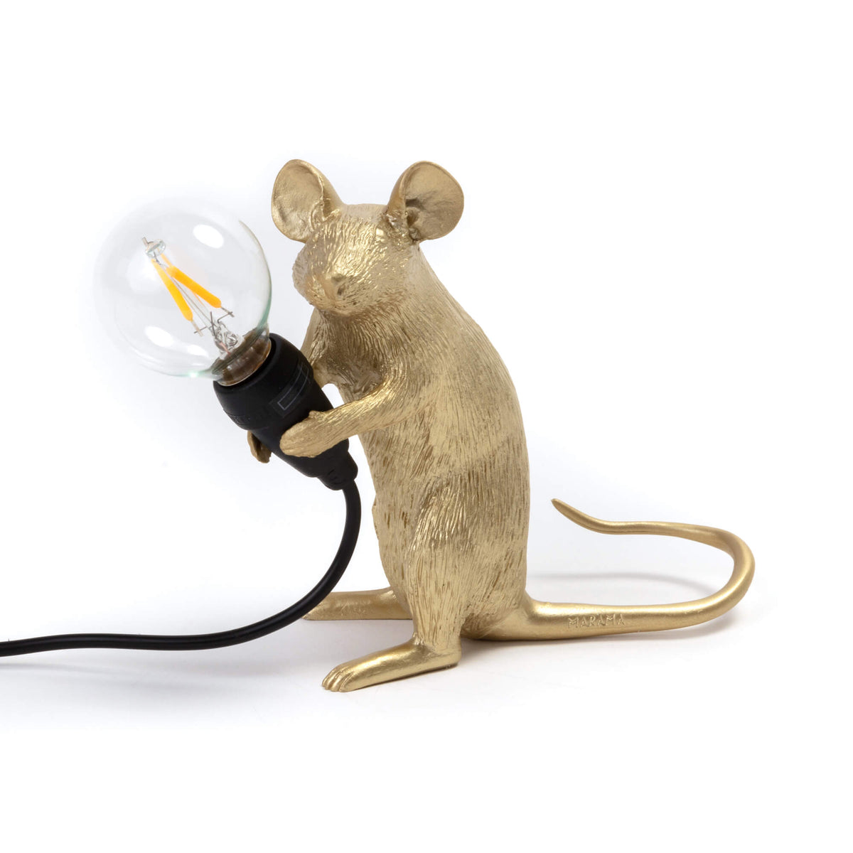 Lampe Mouse Lamp Mac dorée de Marcantonio - Seletti-vue 4-The Woods Gallery