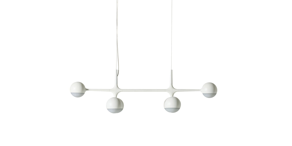 Suspension Dot Pattern Light de Charles et Ray Eames - Cassina-vue de face, sphères blanches sur barre-Cassina