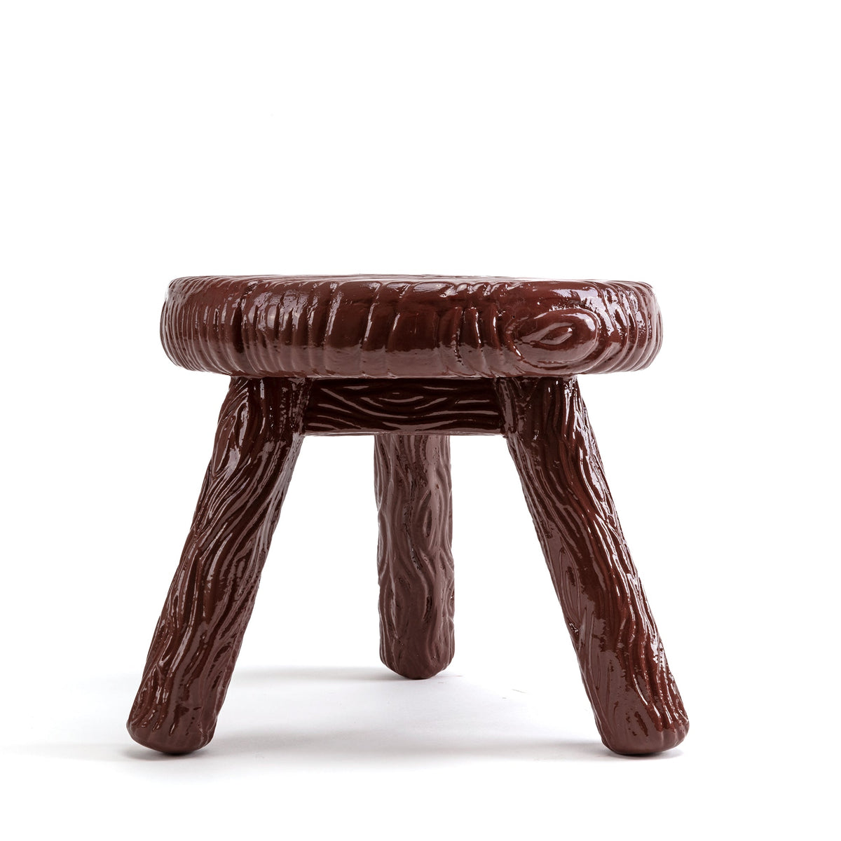 Tabouret Milk Blow brun de Studio Job - Seletti-tabouret brun de trois quarts, pieds tournés-Seletti