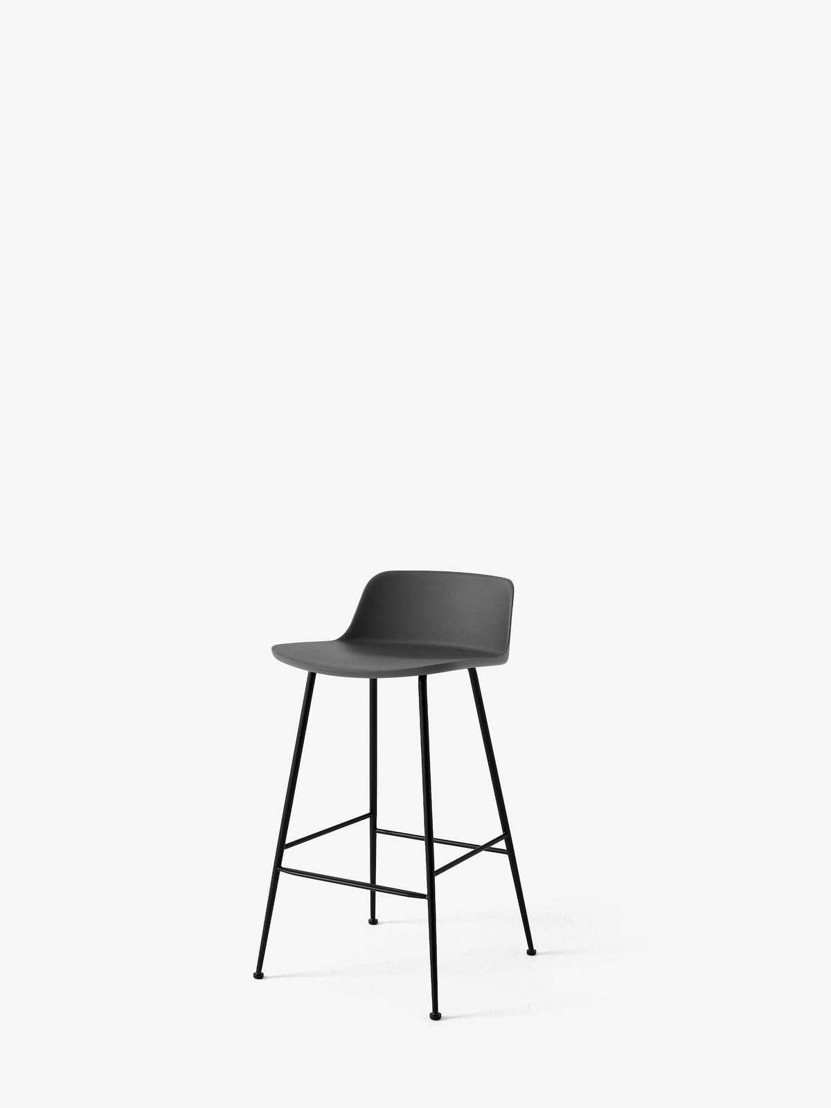 Tabouret de comptoir Rely HW81 Gris pierre piètement tube noir - &Tradition