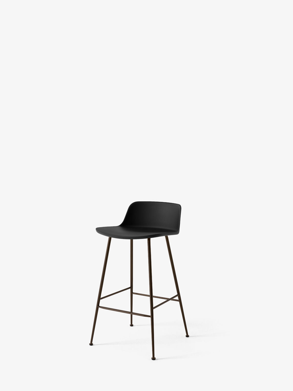 Tabouret de comptoir Rely HW81 Noir piètement tube bronze - &Tradition