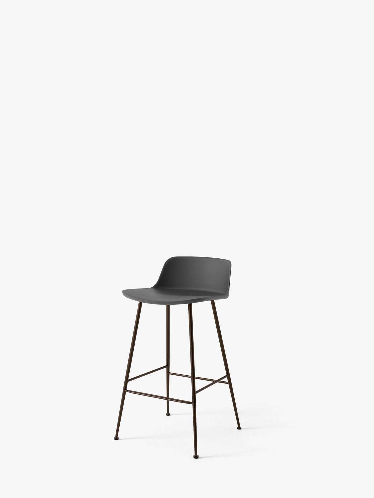 Tabouret de comptoir Rely HW81 Gris pierre piètement tube bronze - &Tradition