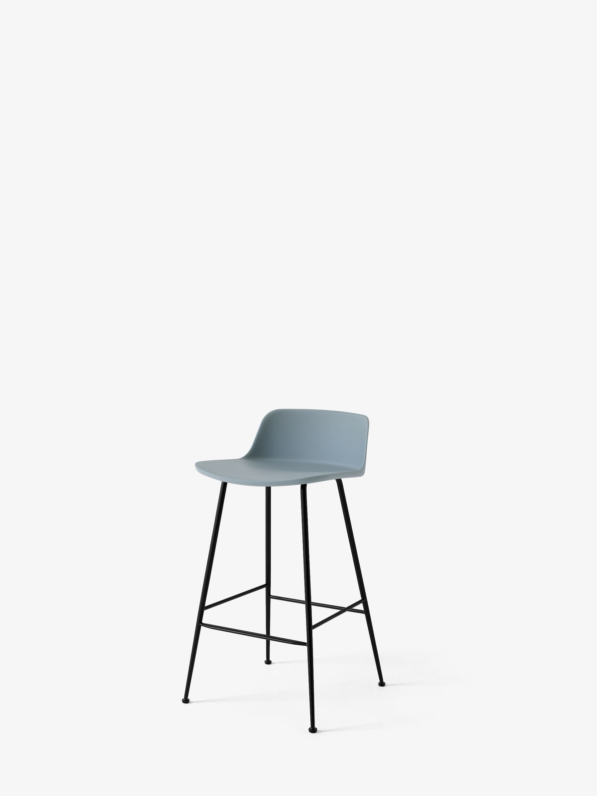 Tabouret de comptoir Rely HW81 Bleu clair piètement tube noir - &Tradition