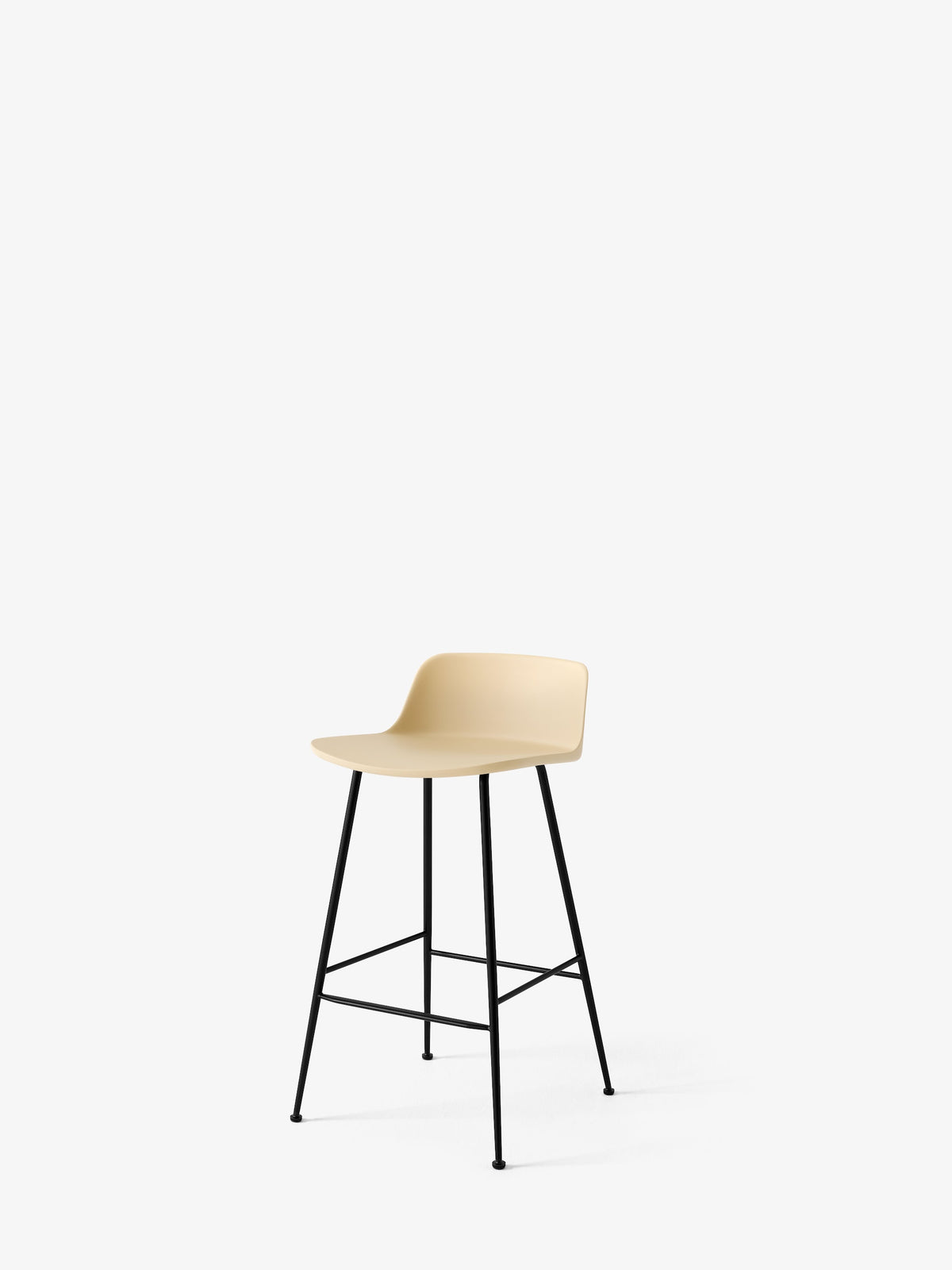 Tabouret de comptoir Rely HW81 Beige sable piètement tube noir - &Tradition