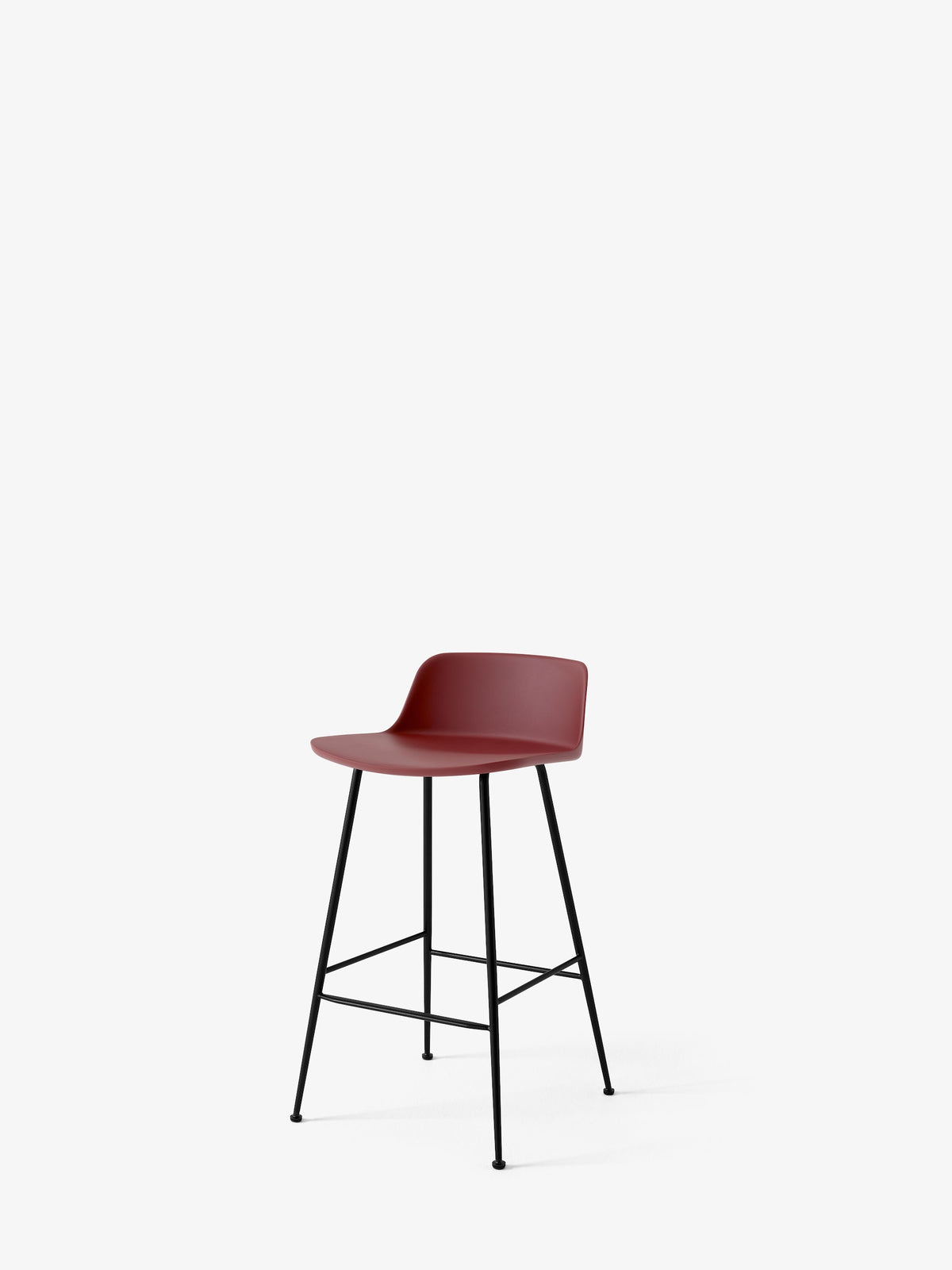 Tabouret de comptoir Rely HW81 Brun rouge piètement tube noir - &Tradition