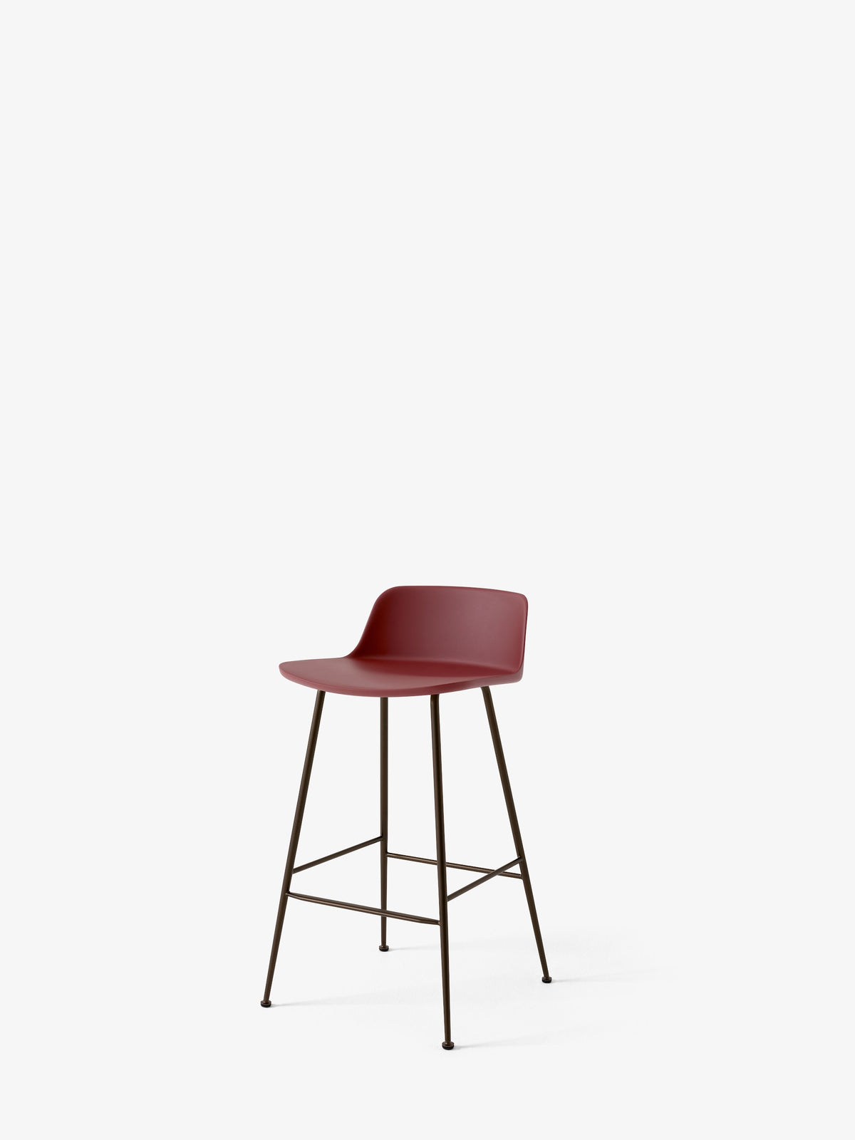 Tabouret de comptoir Rely HW81 Brun rouge piètement tube bronze - &Tradition