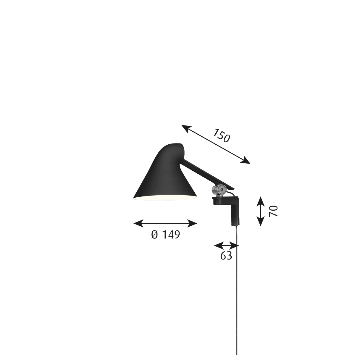 Applique murale NJP - Louis Poulsen-Noir-LED 3000K 10W-Bras long – Wall box sans câble-The Woods Gallery