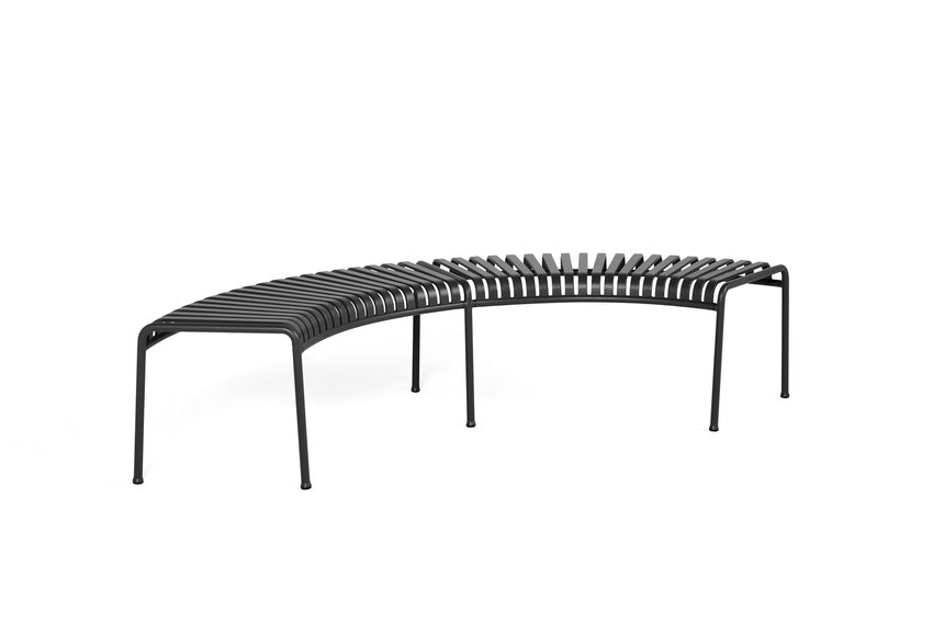 Banc arrondi Palissade avec pied central - Hay-Anthracite vue studio 3-The Woods Gallery