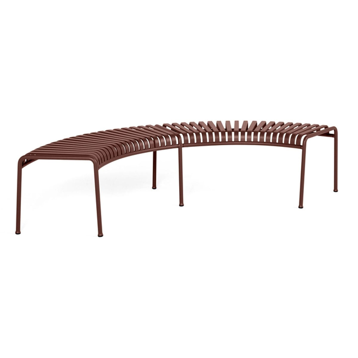Banc arrondi Palissade avec pied central - Hay-Rouge fer-The Woods Gallery