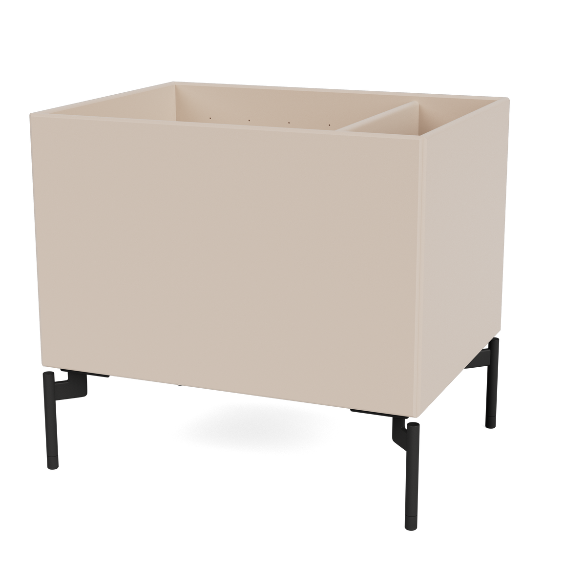 Boîte de rangement Colour Box II S4162 par Peter J. Lassen, laque 168 Clay, sur pieds 12,6 cm Black, packshot Montana