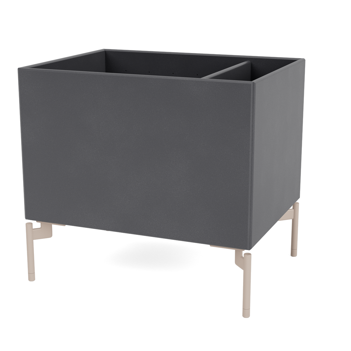 Boîte de rangement Colour Box II S4162 par Peter J. Lassen, laque 36 Coal, sur pieds 12,6 cm Mushroom, packshot Montana