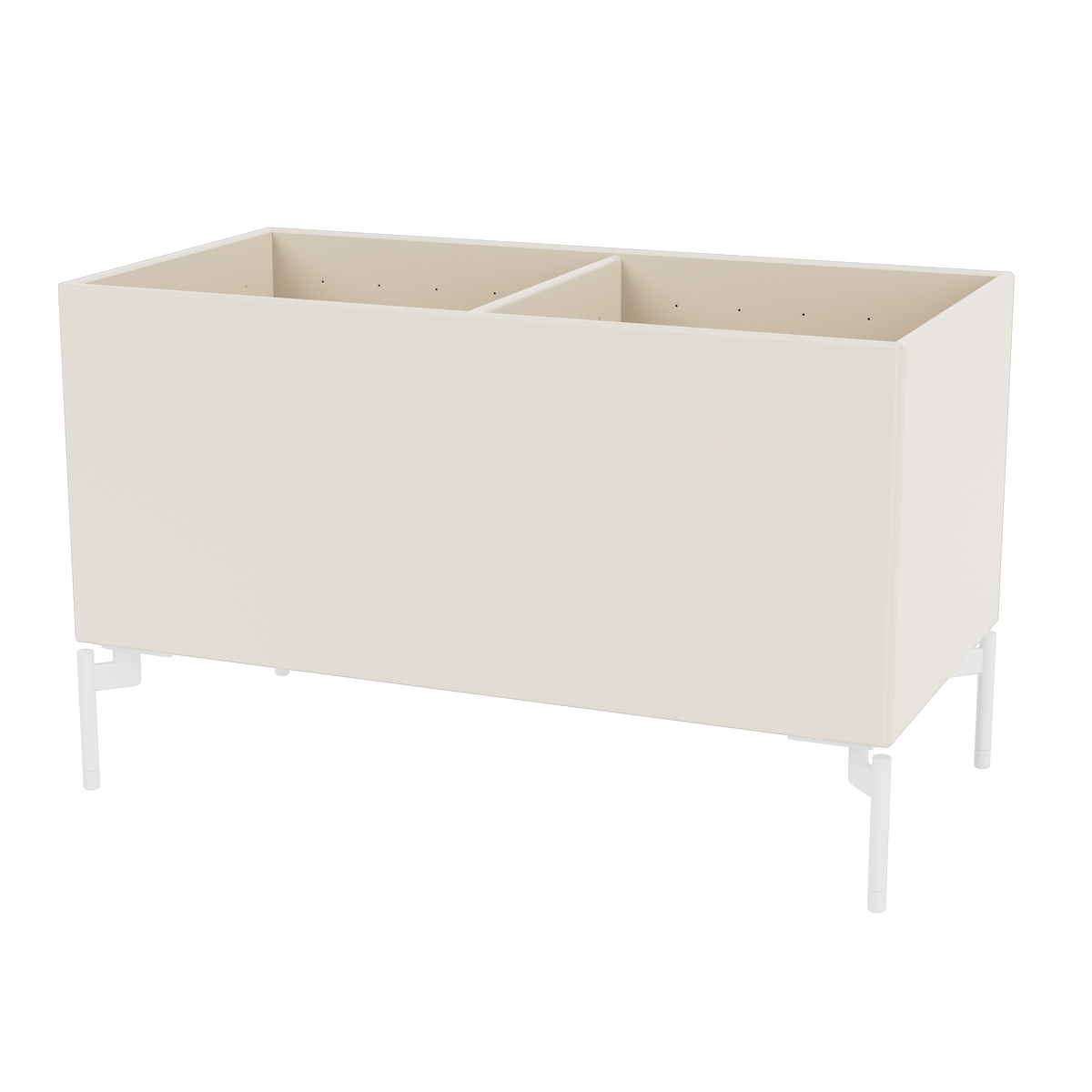 Boîte de rangement Colour Box III S1162 par Peter J. Lassen, laque 158 Oat, sur pieds 12,6 cm Snow, packshot Montana