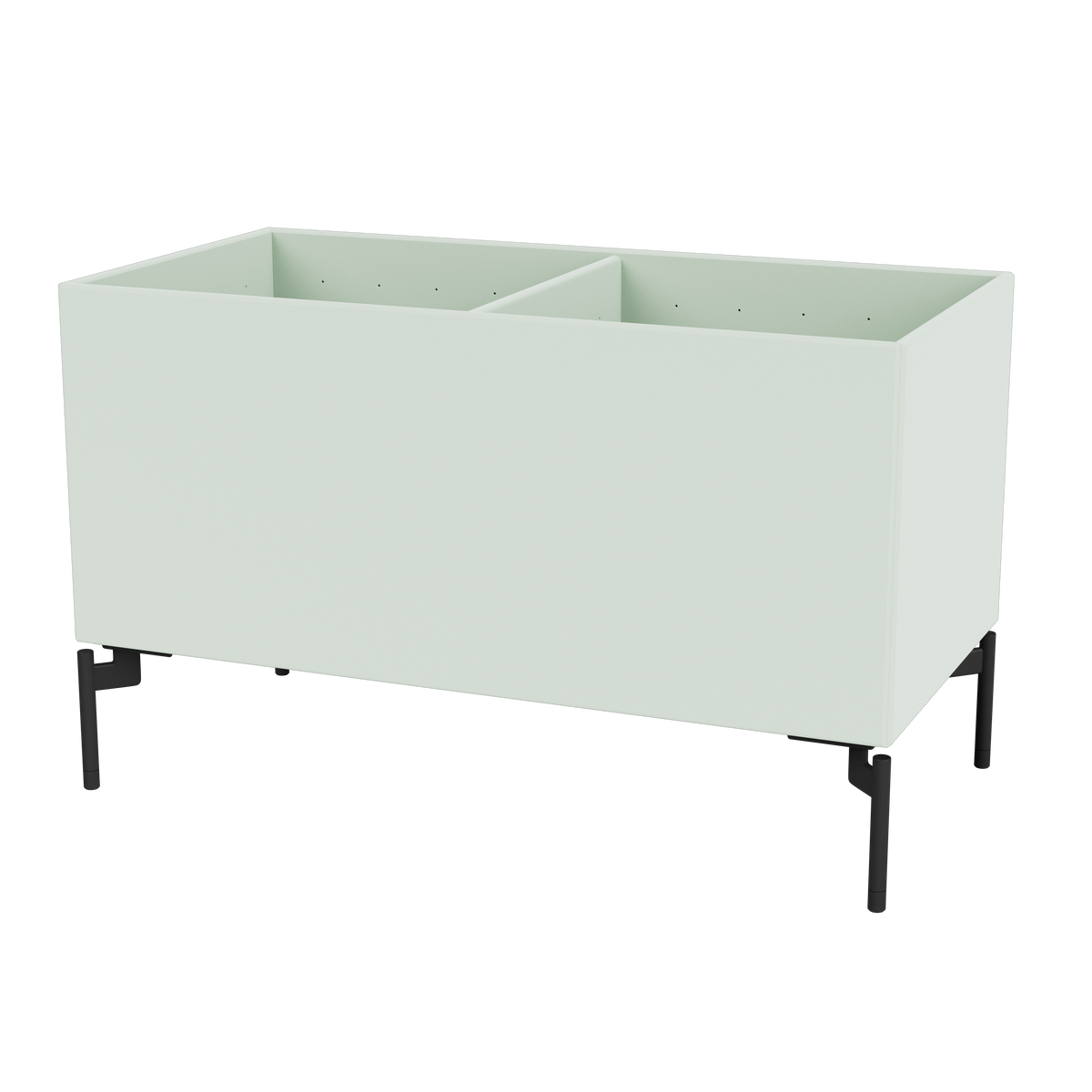 Boîte de rangement Colour Box III S1162 par Peter J. Lassen, laque 161 Mist, sur pieds 12,6 cm Black, packshot Montana