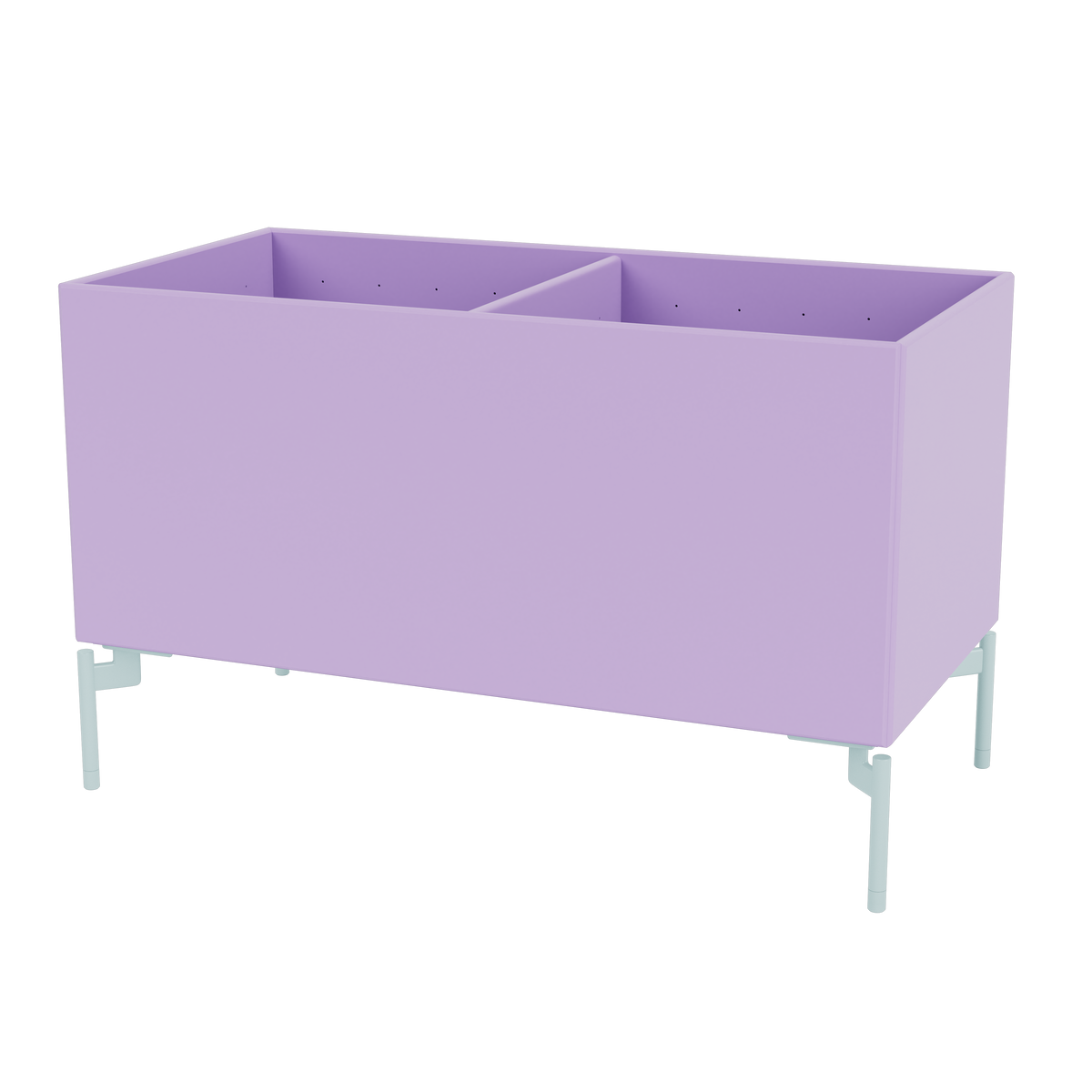 Boîte de rangement Colour Box III S1162 par Peter J. Lassen, laque 164 Iris, sur pieds 12,6 cm Flint, packshot Montana