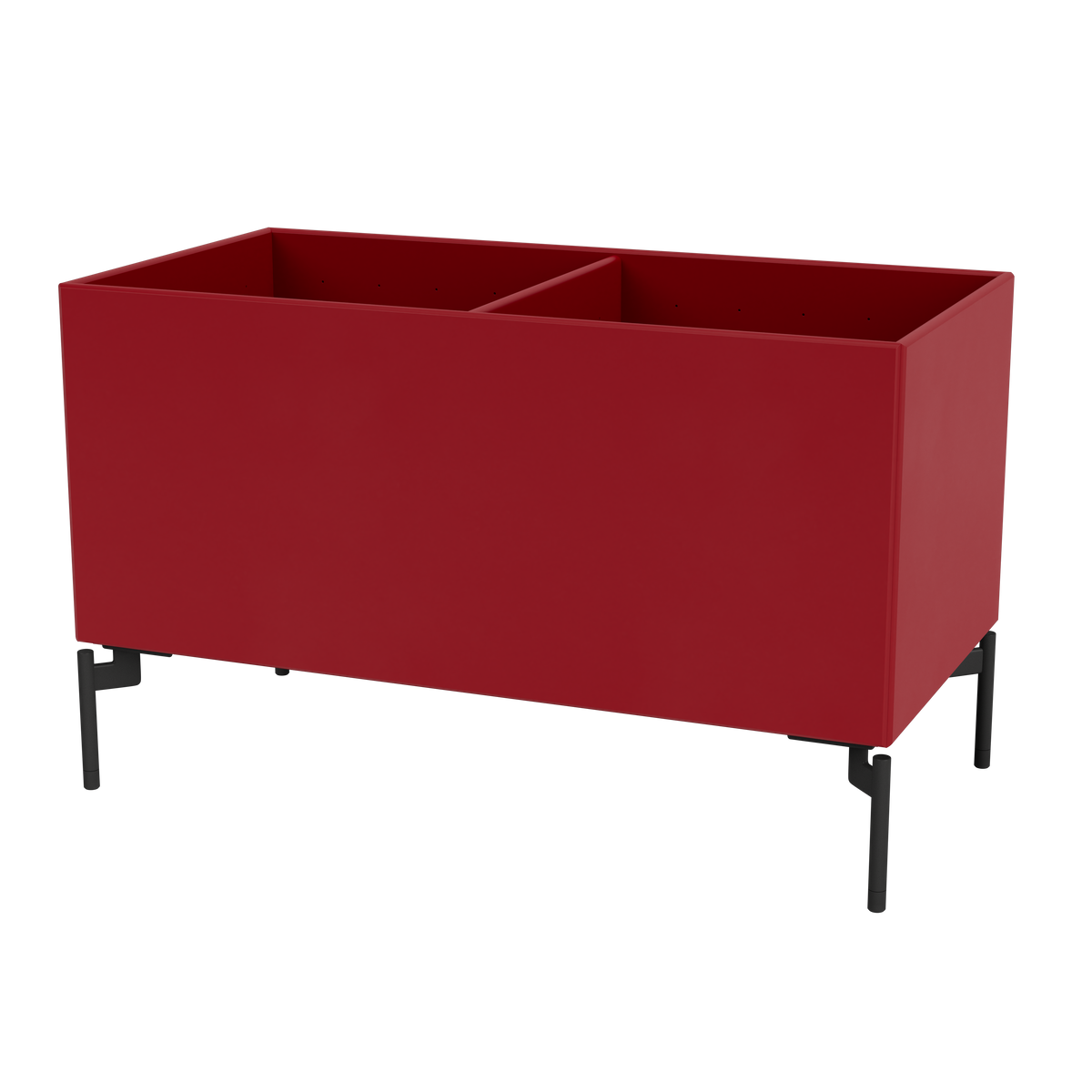 Boîte de rangement Colour Box III S1162 par Peter J. Lassen, laque 165 Beetroot, sur pieds 12,6 cm Black, packshot Montana