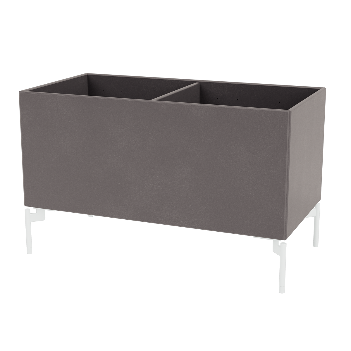 Boîte de rangement Colour Box III S1162 par Peter J. Lassen, laque 35 Coffee, sur pieds 12,6 cm Snow, packshot Montana
