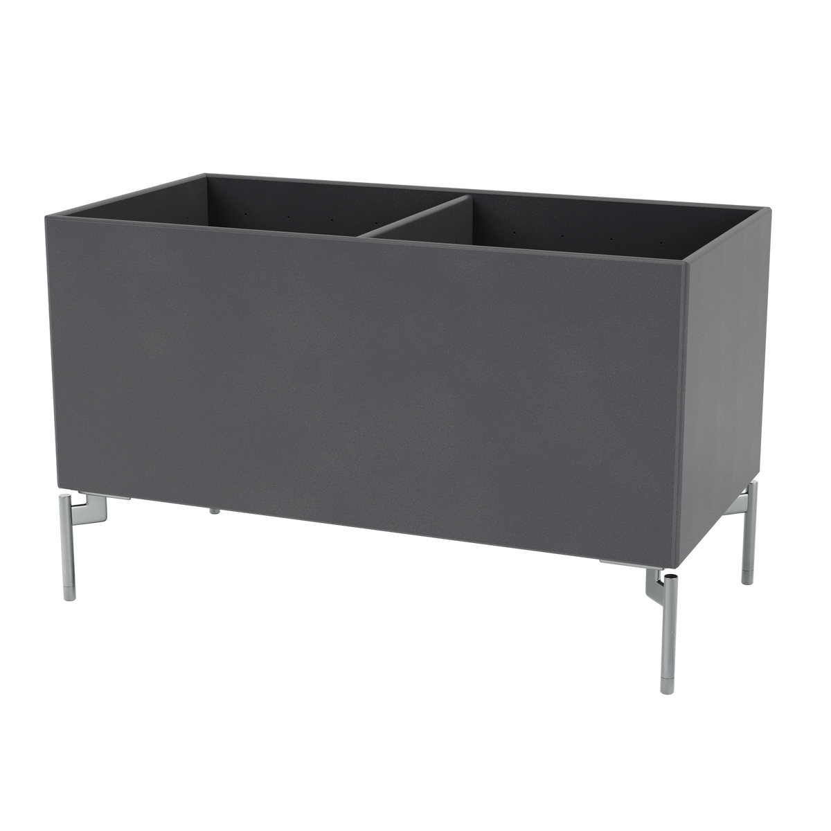 Boîte de rangement Colour Box III S1162 par Peter J. Lassen, laque 36 Coal, sur pieds 12,6 cm Chrome mat, packshot Montana