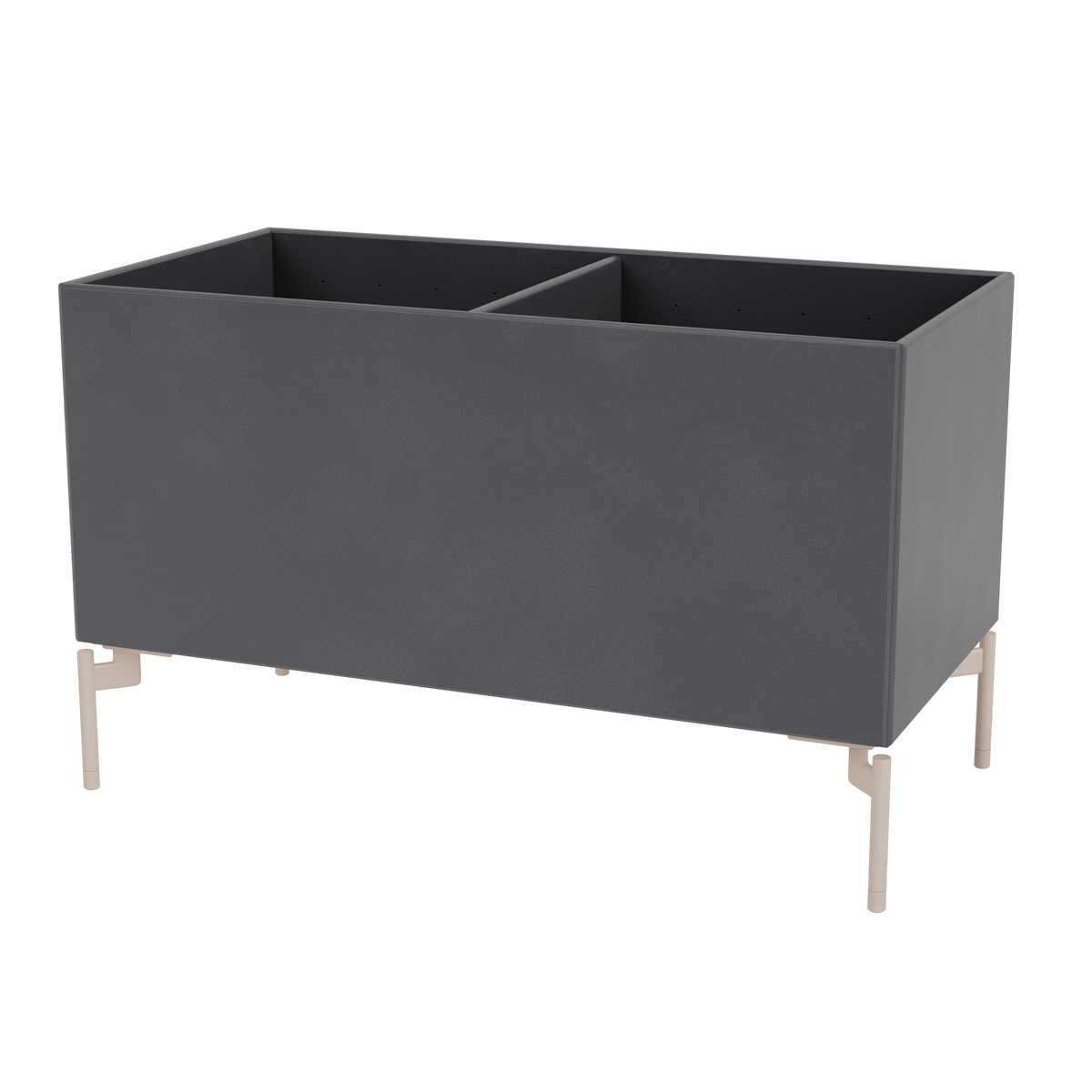 Boîte de rangement Colour Box III S1162 par Peter J. Lassen, laque 36 Coal, sur pieds 12,6 cm Mushroom, packshot Montana