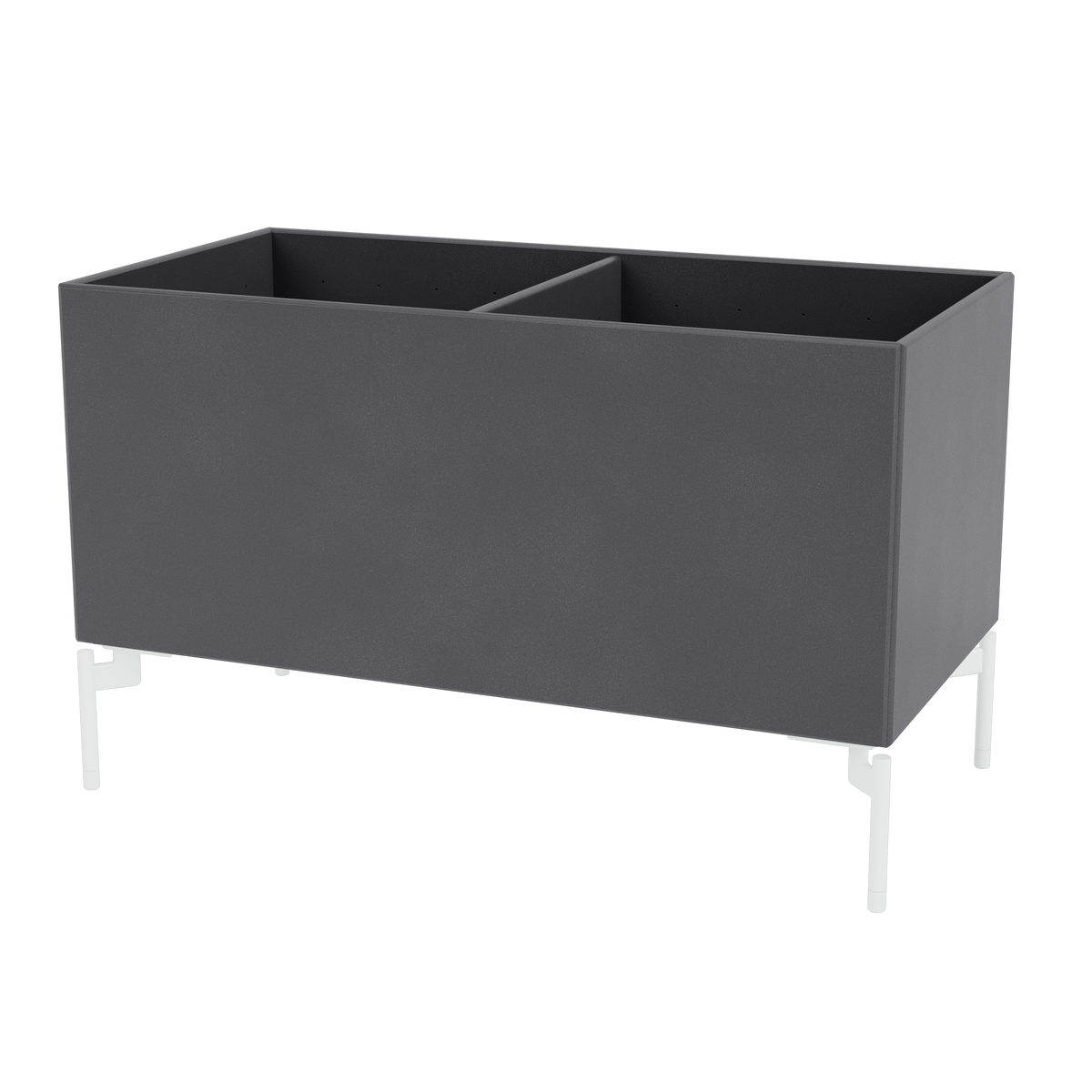 Boîte de rangement Colour Box III S1162 par Peter J. Lassen, laque 36 Coal, sur pieds 12,6 cm Snow, packshot Montana