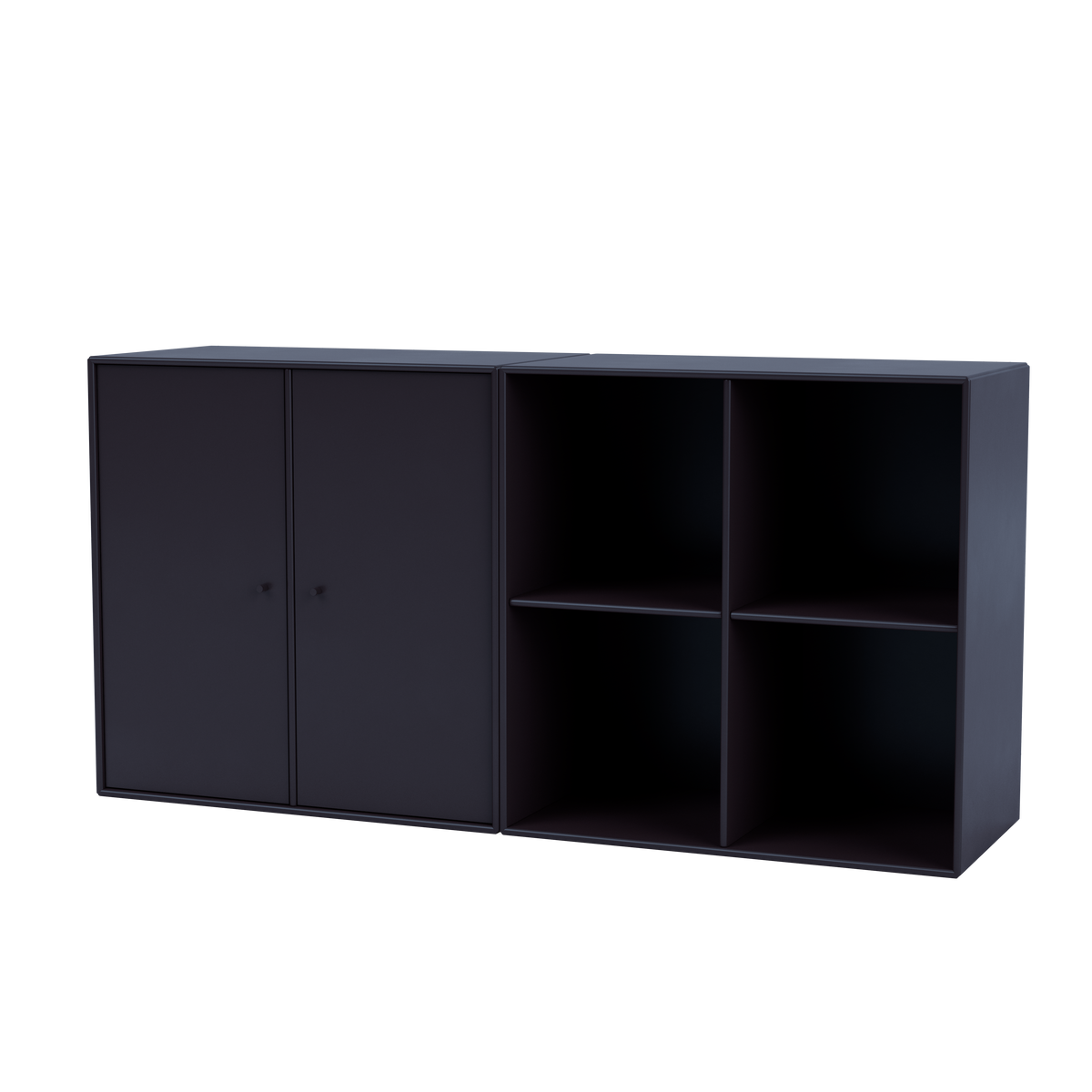 Buffet Pair par Peter J. Lassen, laque 147 Shadow, suspendu au mur, packshot Montana