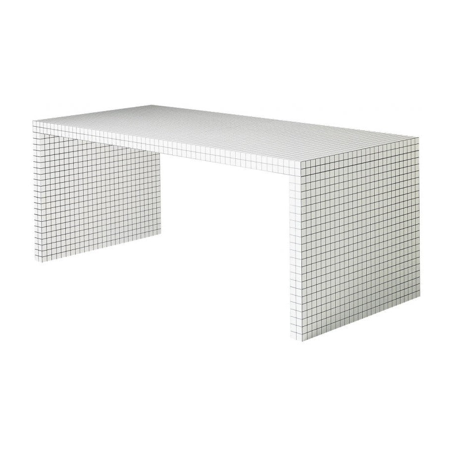 Bureau Quaderna 2830 de Superstudio - L 180 cm - Zanotta-plateau et piètement carrelés, de trois quarts-The Woods Gallery