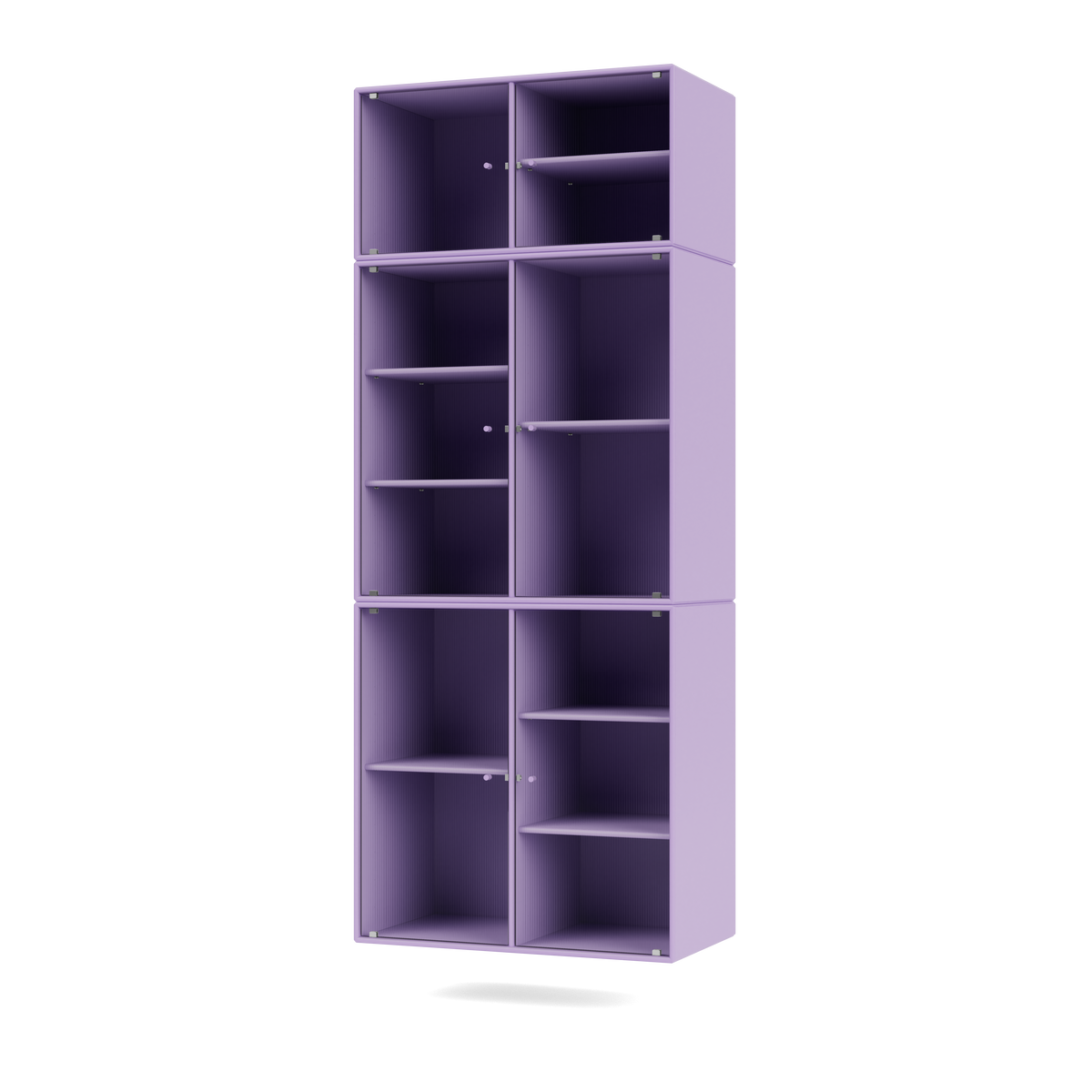 Cabinet Ripple IV par Peter J. Lassen, laque 164 Iris, suspendu au mur, packshot Montana
