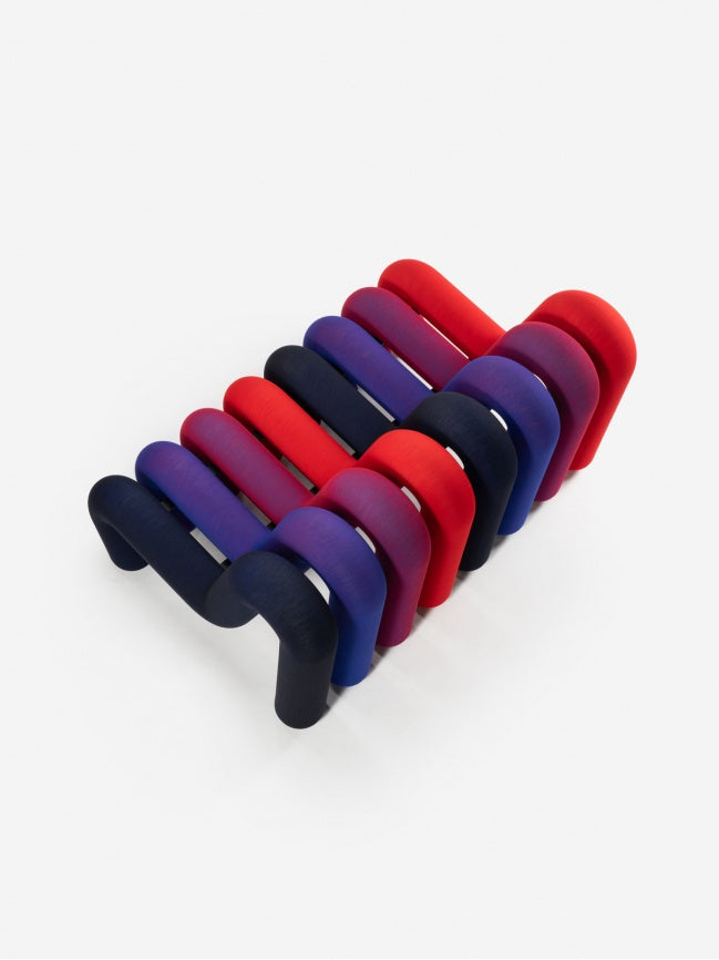 Canapé Extra Bold de Big Game - Moustache-composition en séquence bleu, rouge et violet, vue plongeante-The Woods Gallery