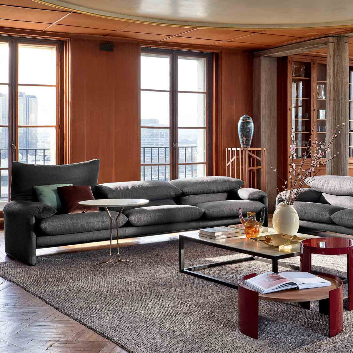 Canapé Maralunga trois places de Vico Magistretti - Cassina-Brun clair-The Woods Gallery