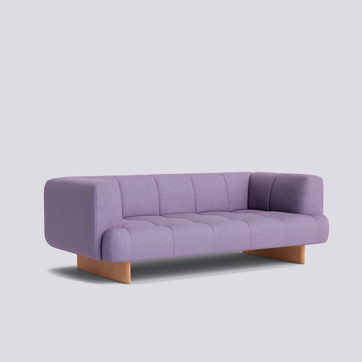 Canapé Quilton Lift 2 places L 214 cm - Hay-Tissu Violet Steelcut Quartet 644 - Placage pieds chêne laqué à l&