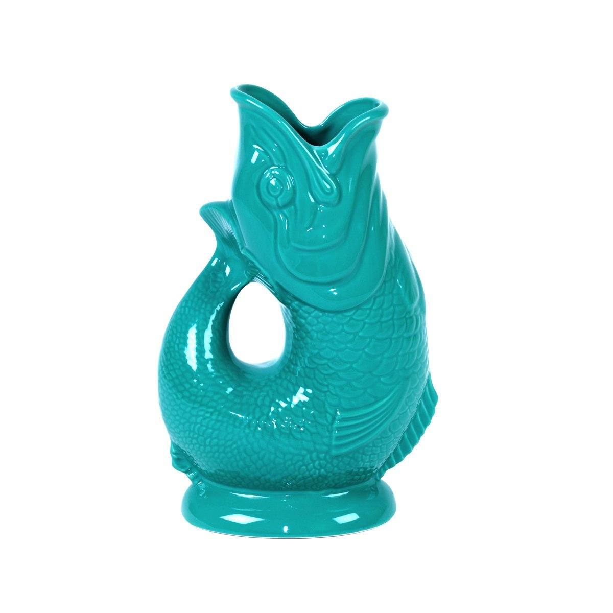 Carafe Gluggle Poisson XL par Thomas Forester & Son - Wade Ceramics-Vert Mer-The Woods Gallery