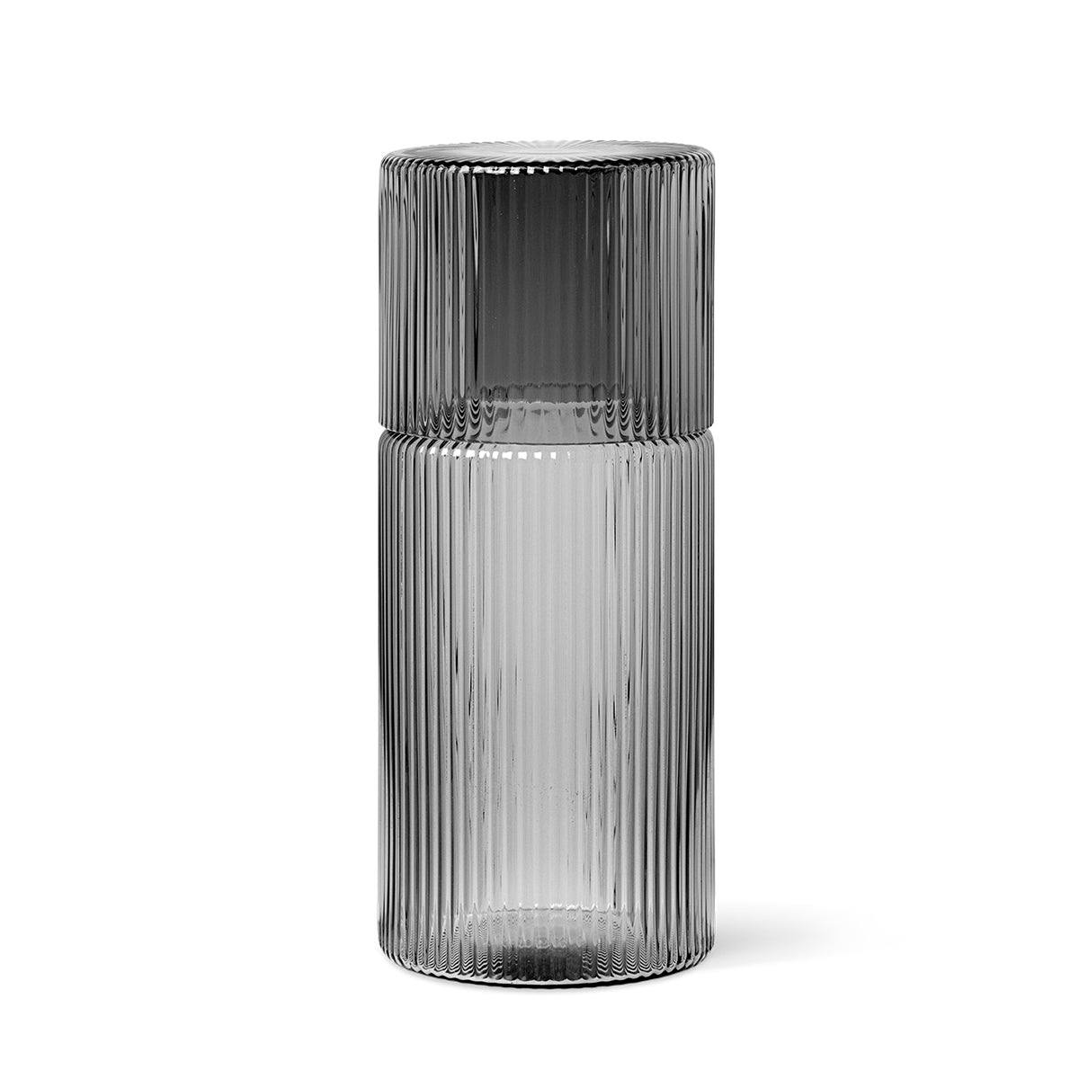 Carafe Ripple et son verre - Ferm Living-Fumé-The Woods Gallery