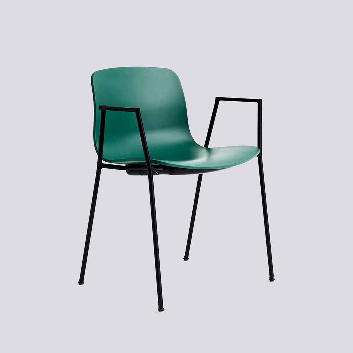 Chaise About A Chair AAC 18 de Hee Welling - Hay-Polypropylène recyclé Teal green, acier thermolaqué noir, piètement 4 pieds-The Woods Gallery