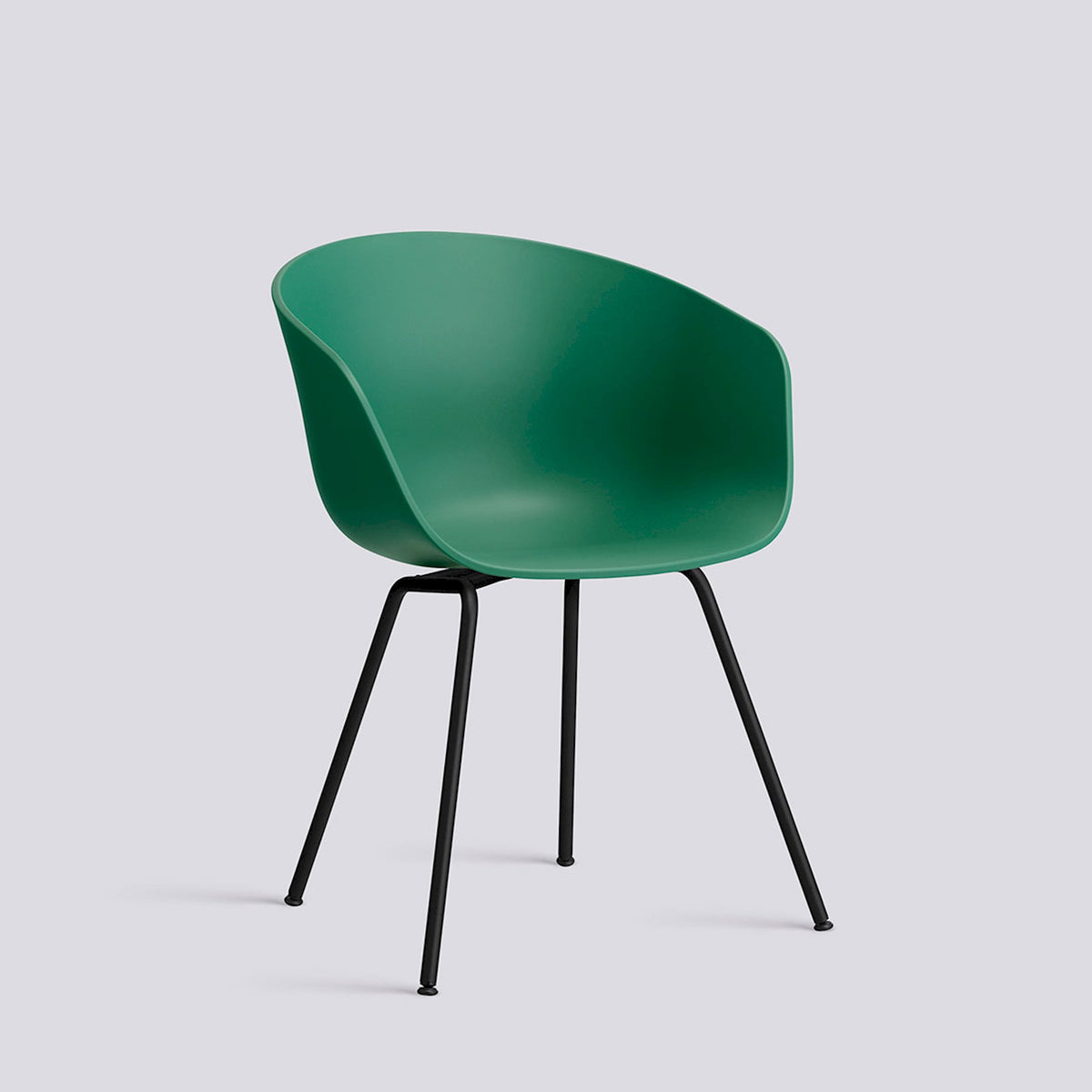 Chaise About A Chair AAC 26 de Hee Welling - Hay-Polypropylène recyclé Teal green, acier thermolaqué noir, piètement 4 pieds-The Woods Gallery