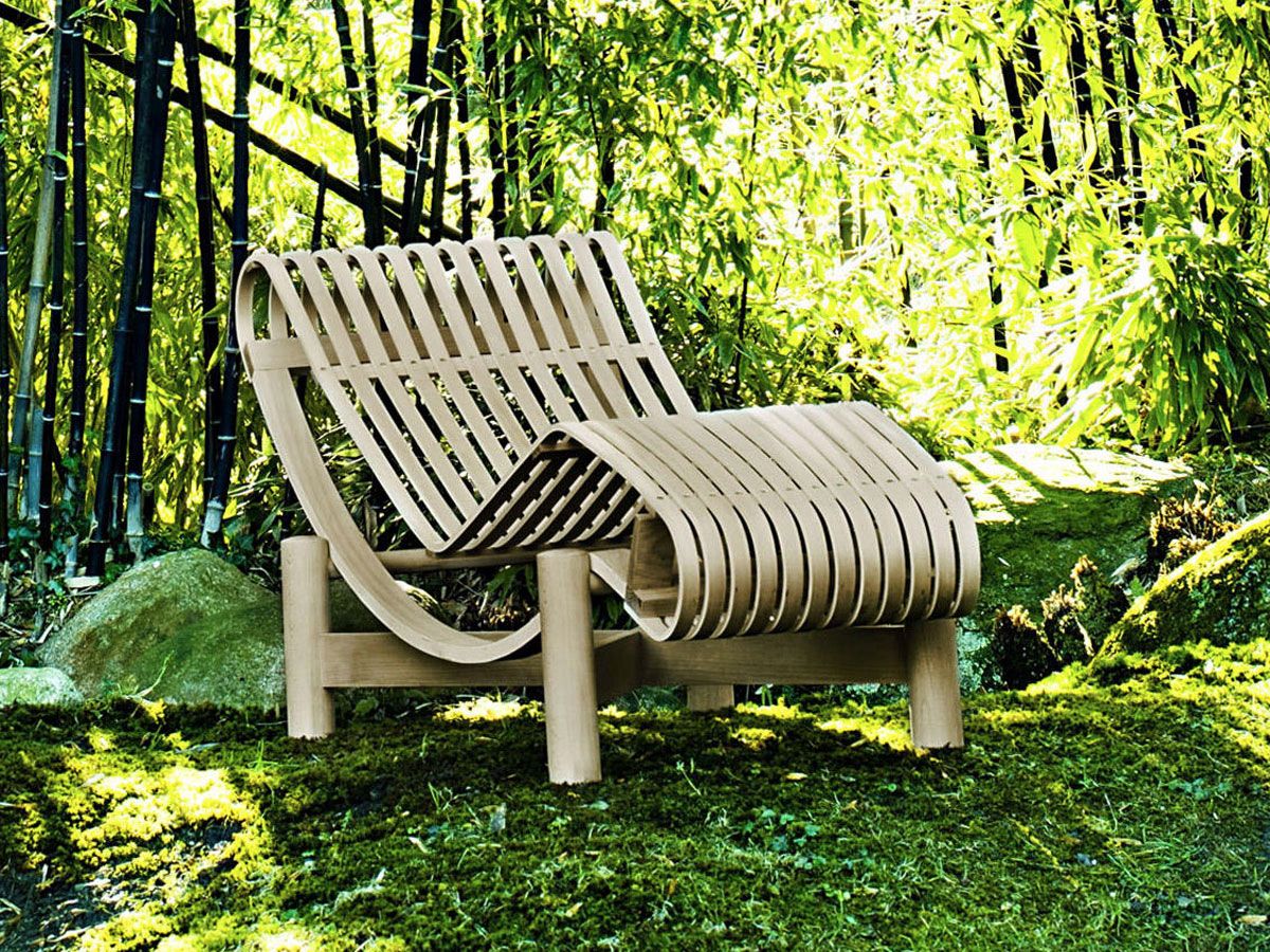 Chaise Longue Tokyo de Charlotte Perriand - Cassina-Bambou-Tapisserie Lipari Lin ivoire-The Woods Gallery
