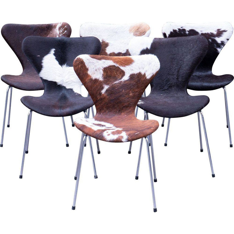 Chaise Vache retapissées Série 7 de Arne Jacobsen - Fritz Hansen - Vintage-Lot de 4 Chaises-The Woods Gallery