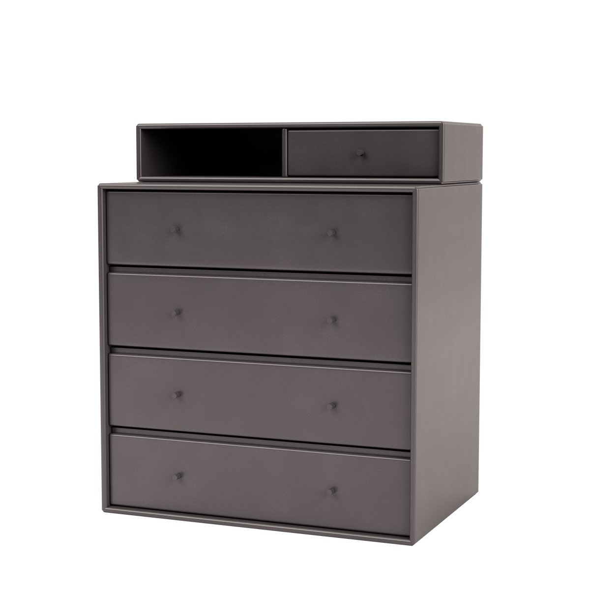 Commode Keep par Peter J. Lassen, laque 35 Coffee, suspendu au mur, packshot Montana