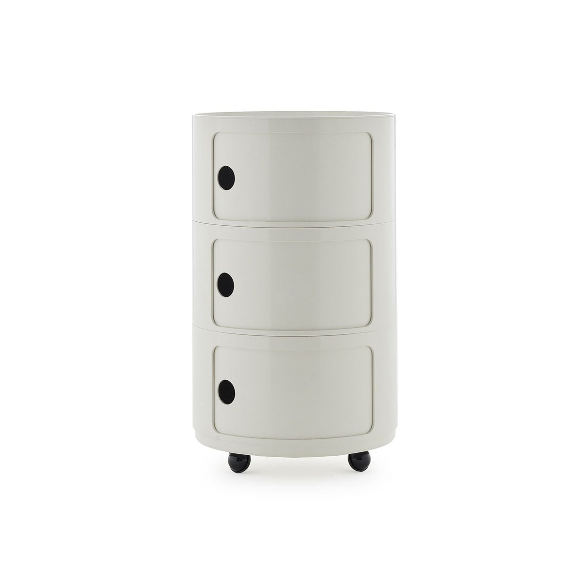 Componibili New Big - 3 modules - Kartell-Blanc brillant-avec roulettes-The Woods Gallery