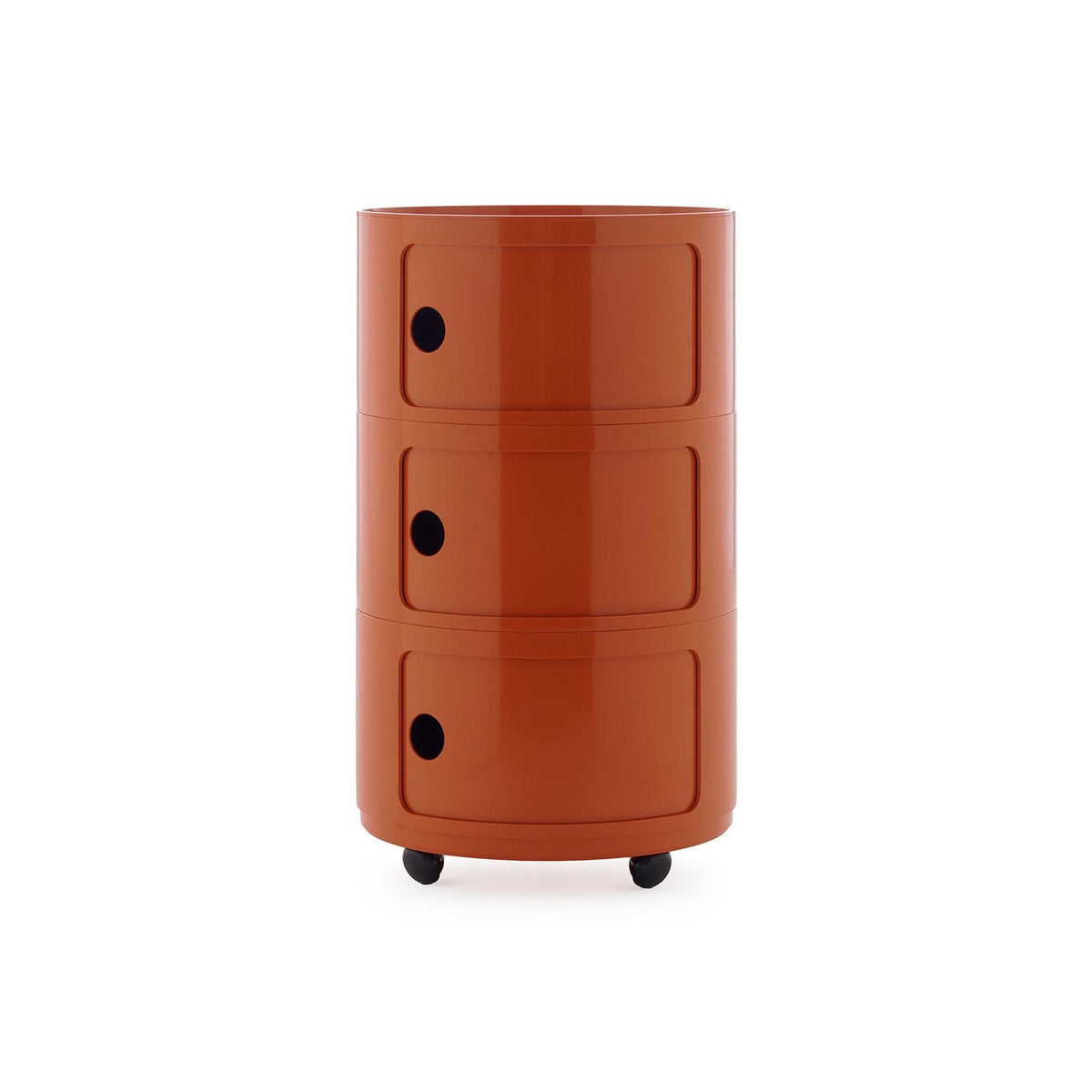Componibili New Big - 3 modules - Kartell-Orange-avec roulettes-The Woods Gallery