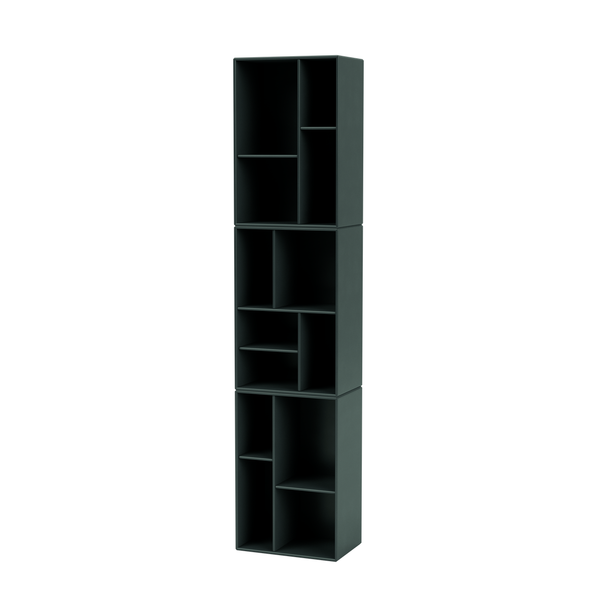 Étagère Loom par Peter J. Lassen, laque 163 Black Jade, suspendu au mur, packshot Montana
