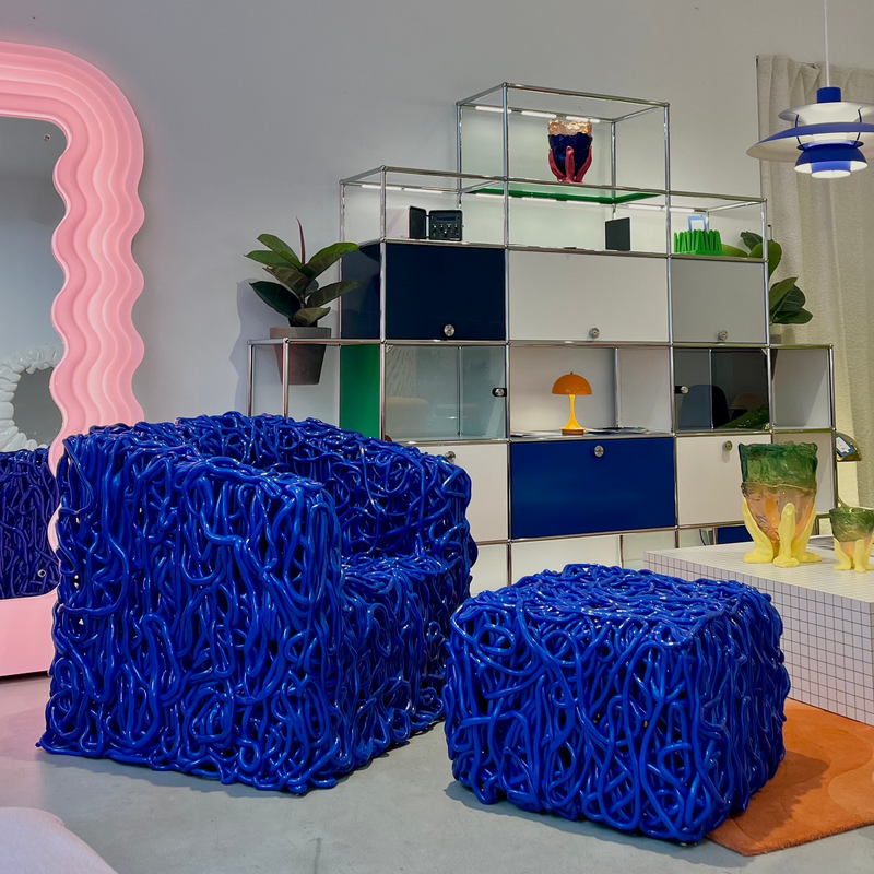 Fauteuil Senzafine par Gaetano Pesce - Meritalia-Bleu-The Woods Gallery