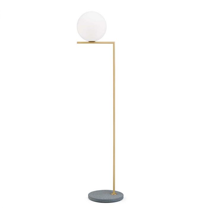 Lampadaire Extérieur IC F2 de Michael Anastassiades - Flos-Laiton Brossé / Lave Grise-The Woods Gallery