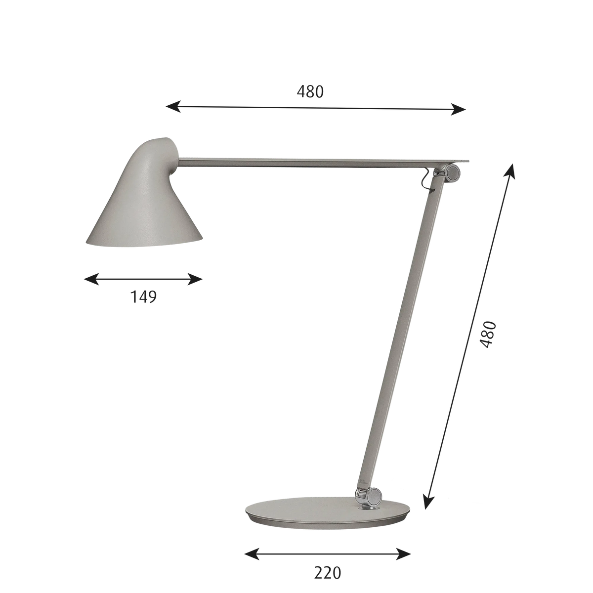 Lampe de table NJP - Louis Poulsen-Gris aluminium clair-LED 2700K 10W-Pied-The Woods Gallery