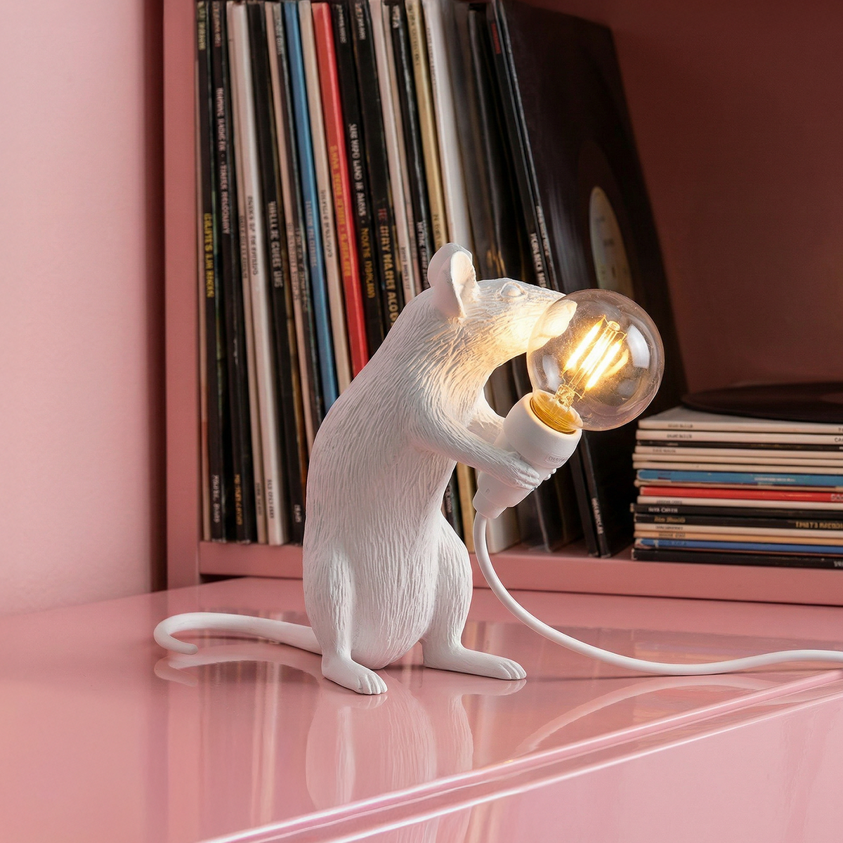 Lampe Mouse Lamp Mac blanche de Marcantonio - Seletti-vue 4-The Woods Gallery